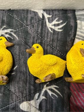 Bright Yellow Duck Figurine Set - 3 Decorative Ducks